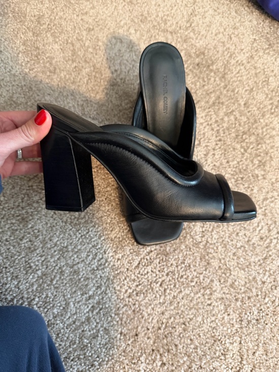 Rachel Comey Black Leather Square-Toe Block heel